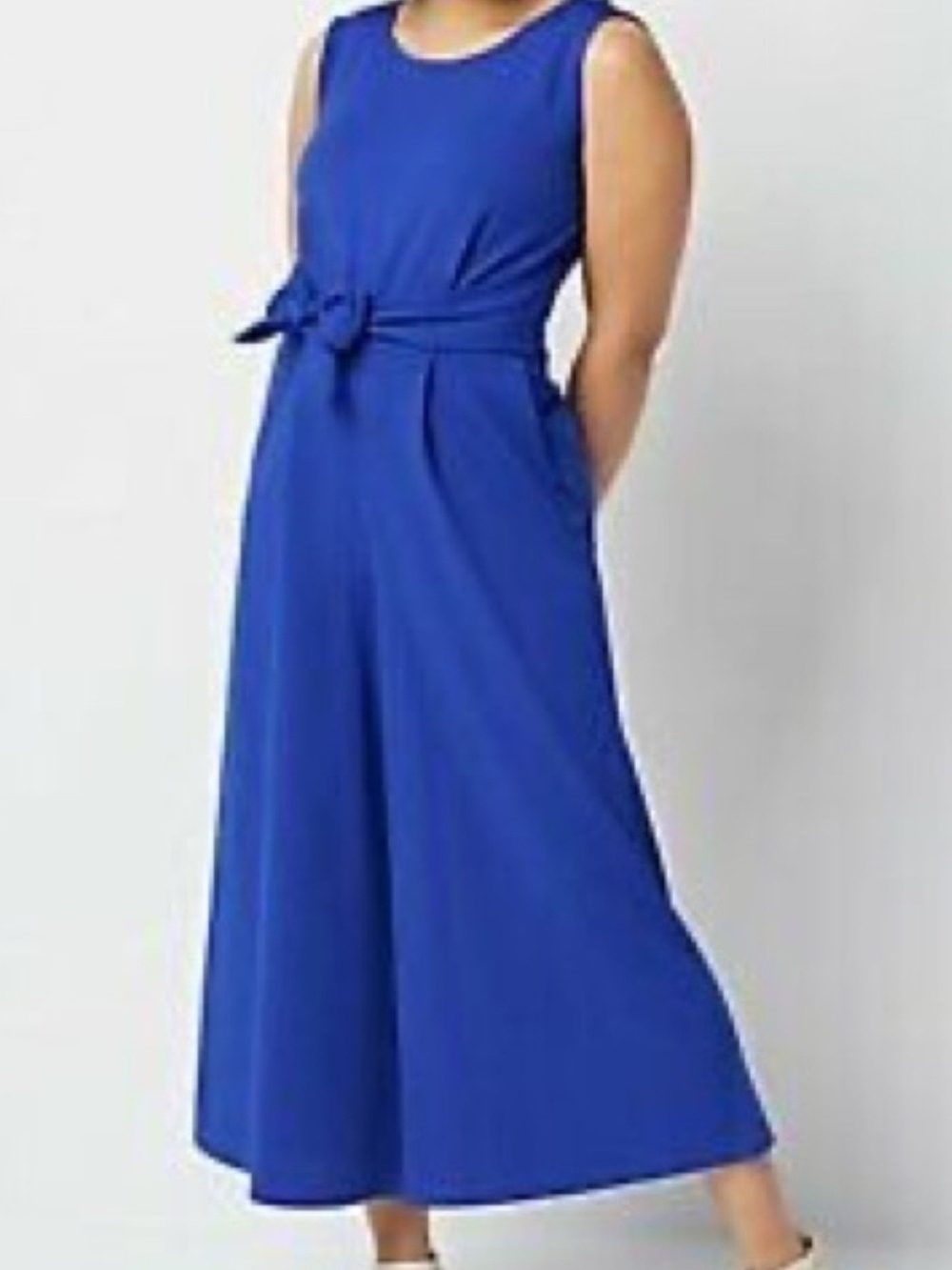 Du Jour Sleeveless Royal Blue Tie-Waist Jumpsuit size Large - Picture 8 of 8
